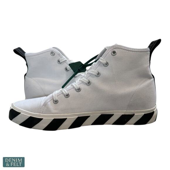 Off-White Vulcanized Logo Mid Top Sneakers‎ White Black Designer Streetwear main image 12